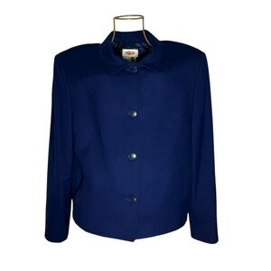 Talbots Women's 16 Pure Wool Blazer Jacket Single Breasted Lined 4 Button Blue